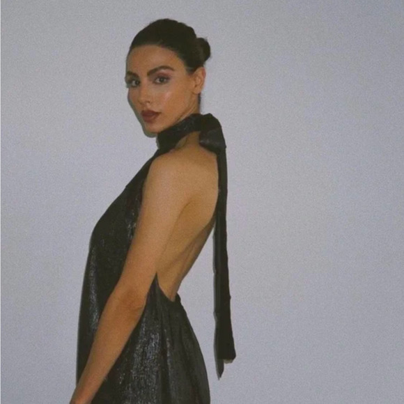 Choosy Black Open-Back Chiffon Mini-Dress Size M NWT - Picture 2 of 5